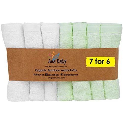 Premium Organic Rayon from Bamboo Washcloths 7 Pack- Hypoallergenic ULTRA SOFT & Absorbent Towels for Baby’s Sensitive Skin,10”x10” Reusable Wipes - Excellent Baby Shower & Baby Gift for Travel Bathin