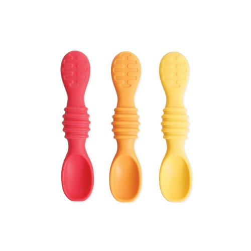 2-in-1 Silicone Baby Feeding Spoon Trio in Tutti Frutti | Bumkins
