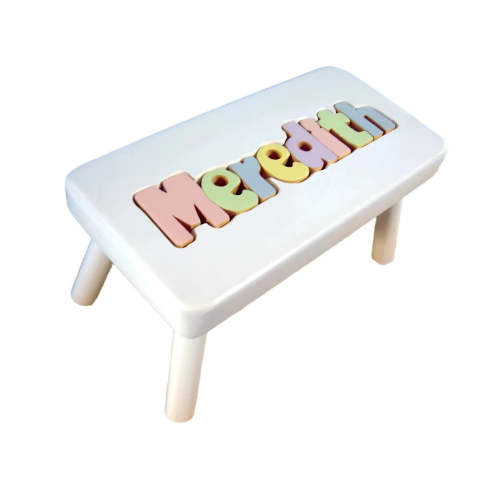 personalized puzzle step stool white