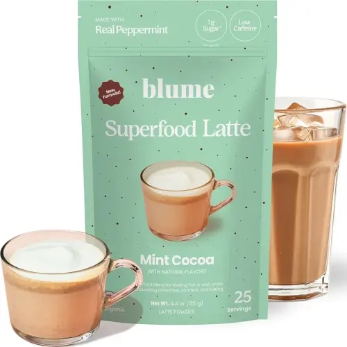 Blume Mint Cocoa Blend - Superfoods latte with Brain Boosting Adaptogen Organic Cacao - Keto Friendly & Vegan Hot Chocolate - 25 Servings