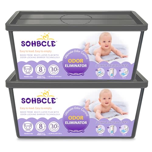 SOHBCLE Refills Compatible with Genie Easy Roll Signature Diaper Pail and Platinum Diaper Pail, Upgraded 60 Bags Hold up to 2800 Newborn Diapers, Extra Thickness Powerful Odor Control, Unscented