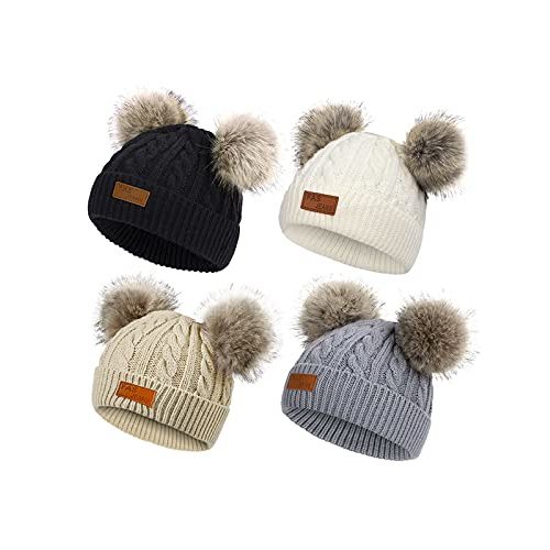 Century Star Baby Girl Hats Winter Cute Baby Beanie for Girls Boys Knit Baby Hats Warm Infant Toddler Beanie Pom Pom Cap