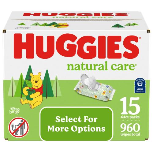 Huggies Natural Care Sensitive Baby Wipes, Unscented, 15 Pack, 960 Total Ct(Select for More Options)