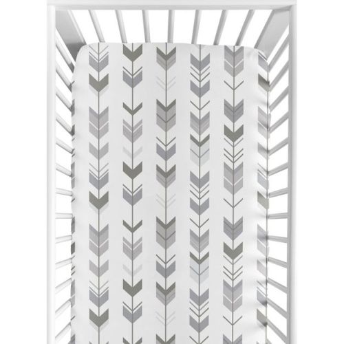 Sweet Jojo Designs Gender Neutral Baby Fitted Crib Sheet Mod Arrow Grey and White