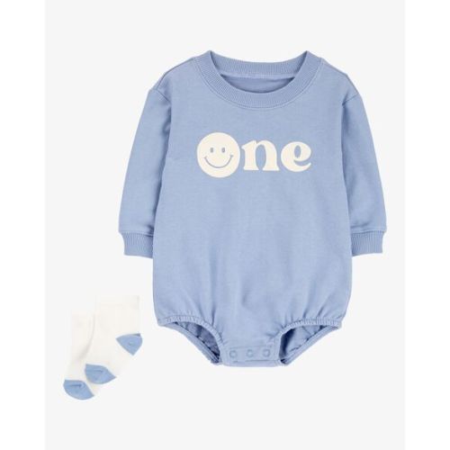 Baby Boy 2-Piece Birthday Bubble & Socks Set - Blue/White | Carter's