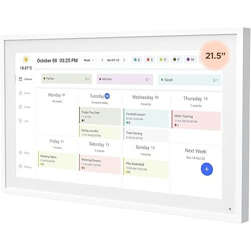 21.5 Inch Smart Digital Calendar, Wall Electronic Calendar, 1920 * 1080 IPS Full HD Touch Screen Display for Family Meal Planner Support - Streamline Household Organization