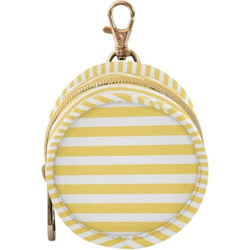 Lemon Yellow Stripes Pacifier Holder Case Newborn Pacifier Storage Pouch for Boys Girls Easy Attach to Diaper Bag Portable Baby Essentials Container