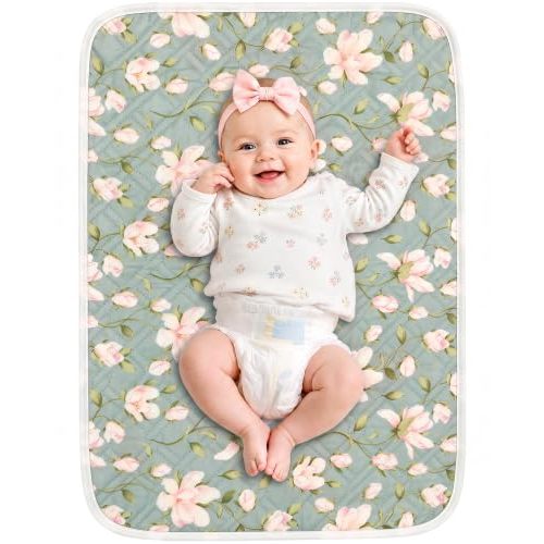 Elstey Portable Baby Changing Pad, 4 Layers Waterproof Diaper Changing Mats | Double Absorbent Core, 20"x27.5", Soft & Breathable, Diaper Bag Accessory for Newborn Boy & Girl, Perfect for Home & Travel