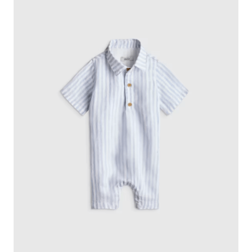 100% Linen Button Front Romper - Quince
