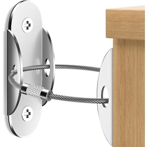 RORMGO Anti Tip Furniture Anchors (6 Packs) Furniture Anchors for Baby Proofing, Earthquake Straps for Furniture Dresser Wall Safety Anchor Furniture Safety Straps Wall Straps, Silver