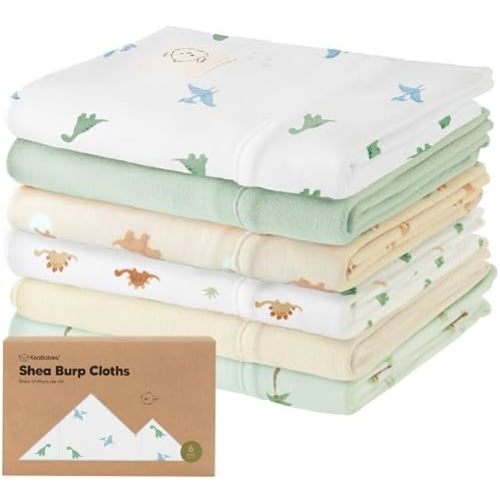 Organic Burp Cloths Baby Boy, Girl, 6-Pack Large Burping Cloths (Roarsome)