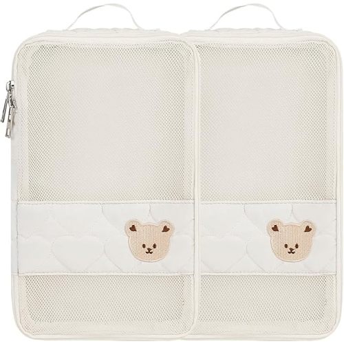 Baby Diaper Organizer - 2 Pack Waterproof Pouches, Mesh Bag, Reusable, Washable or Cloth Diapers (White)