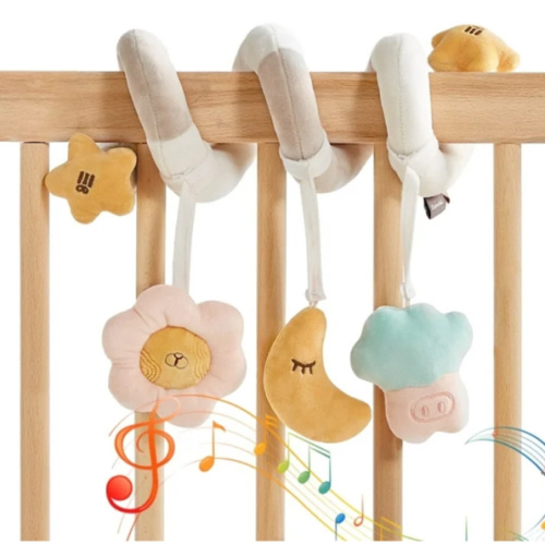 BanshiLi Baby Spiral Car Seat Toy, Plush Hanging Toy Bar with Wind Chime, Sensory Play