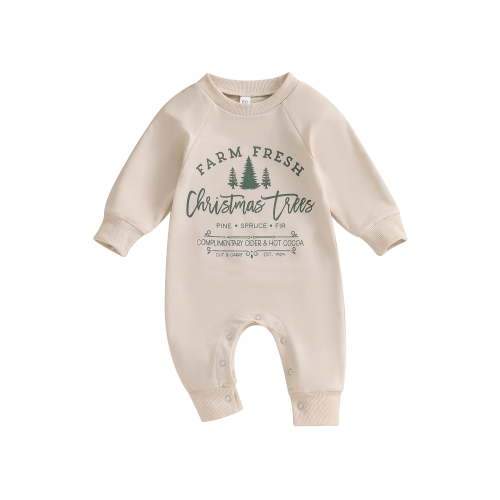 Hirigin Newborn Baby Boy Girl Christmas Outfit Long Sleeve Letter Tree Print Romper 0 3 6 12 18 Months Fall Winter Jumpsuit