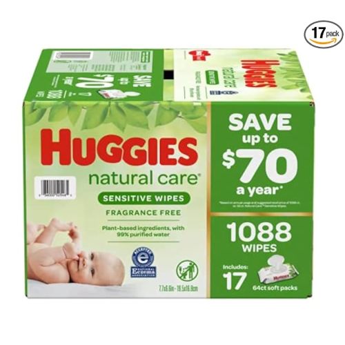 HUGGIES Natural Care Sensitive Baby Wipe Refill, Fragrance Free (1,088 Count)
