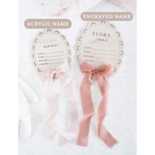 Baby Girl Name Announcement Sign: Bow Hospital Birth Statistic for Newborn With Ribbon - Etsy