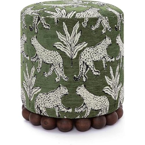 Tov Furniture Dex Taupe Leopard Jacquard Ottoman