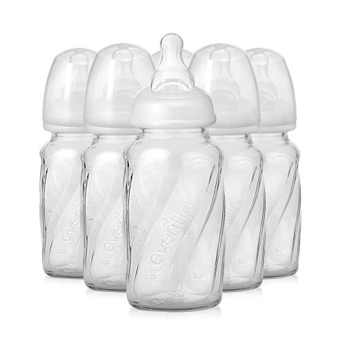 Evenflo Feeding Glass Premium Proflo Vented Plus Bottles for Baby Infant and Newborn - Helps Reduce Colic - Clear 4 Ounce (Pack of 6) 4 Ounce (Pack of 6) Clear