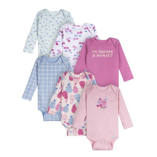 Onesies Brand Baby Girl 6pc Bodysuits, Sizes (0-3 Months - 12 Months)