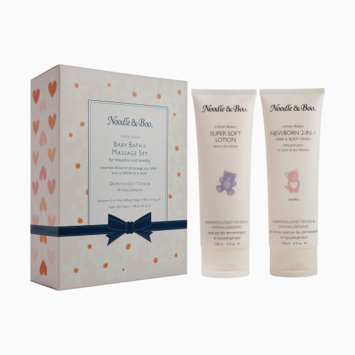 Noodle & Boo Baby Bath & Massage Set - Pink Hearts & Daisies