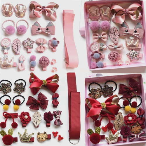 36PCS Baby Girl's Hair Accessories Clips Cute Hair Bows Baby Elastic Hair Ties Gift Box