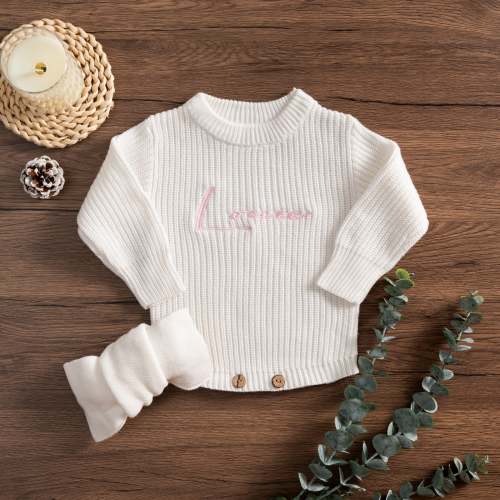 Chunky knit custom name romper – KnittyBaby