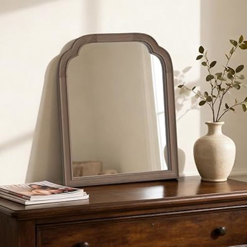 HOMECOOKIN Wood Bathroom Mirrors for Wall Mounted, 16" x 20" Rustic Wood Frame Wall Mirrors Decorative for Living Room or Bedroom Vanity Mirror (WN) B