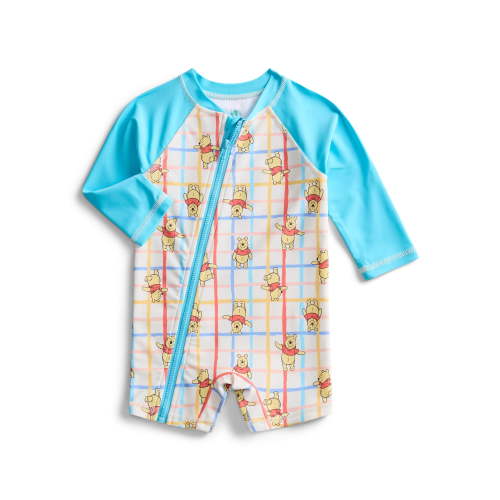 Winnie the Pooh Baby Boys One Piece Rashguard Swimsuit with UPF 50, Sizes 0M-12M