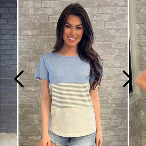 Nursing T-Shirt- 3 Block Colorblock- Blue