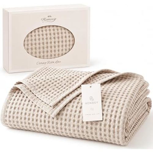 Konssy Waffle Baby Blanket for Boys & Girls, Softer Newborn Swaddle Blanket