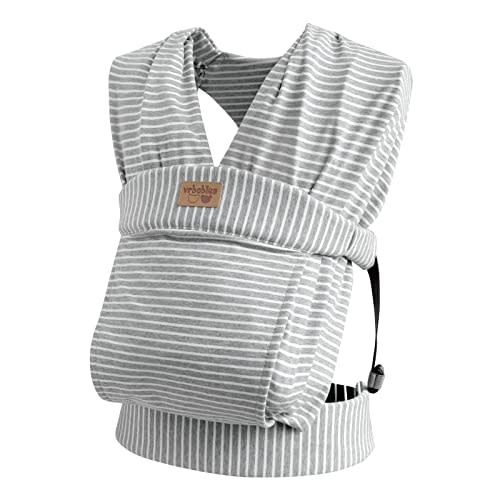 vrbabies Baby Wraps Carrier Newborn to Toddler, Kangaroo Baby Easy Wearing Wrap, Adjustable Soft Baby Holder Front Chest Sling Carriers Perfect Infant Essentials Gifts (Striped Grey, Cotton)