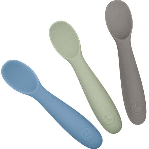 WeeSprout Baby Spoons for Self Feeding 6 Months +, Sensitive Gums & Teeth, 3 Pack + Case