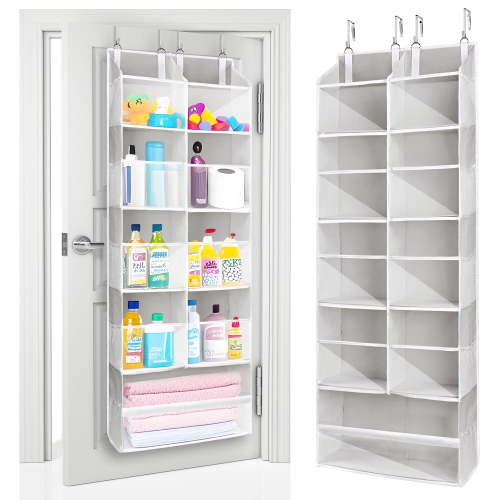 2-in-1 Over the Door Organizer 5 Tiers, Extra Large Behind Door Storage, 80 lbs Weight Capacity, Door Hanging Organizer for Closet, Diaper Organizer, Room Storage