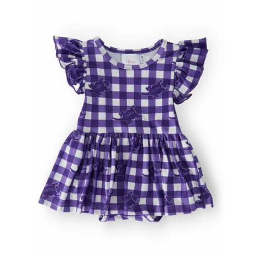 TCU Plaid Frog Flutter Twirl Bodysuit | Mila & Rose