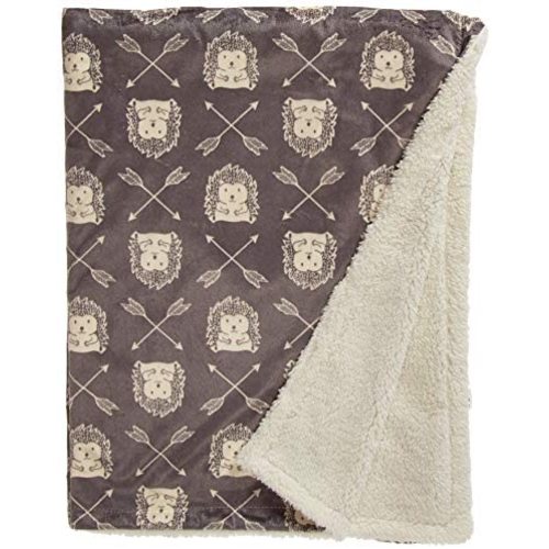 Hudson Baby Unisex Baby Plush Mink and Sherpa Blanket, Hedgehog, One Size