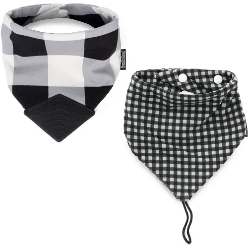 BooginHead Cotton Baby Drool Bibs, Teething Bib and Pacifier Holder Bib, Buffalo Check