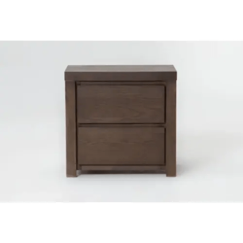 Nora Brown Wood 2-Drawer Nightstand With USB | Pine