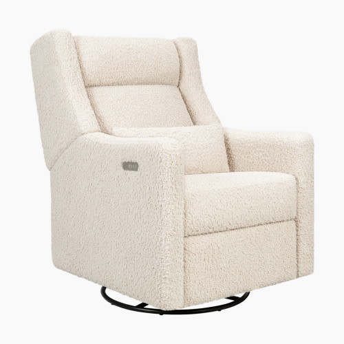 babyletto Kiwi Plus Power Recliner and Swivel Glider - Almond Teddy Loop