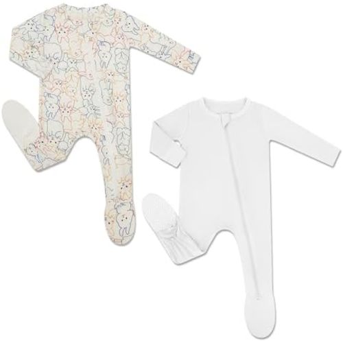 HAPIU Rayon from Bamboo Baby Footed Pajamas, 2 Way Zipper YKK, Footie for Baby Boy Girls, Newborn-24 Months