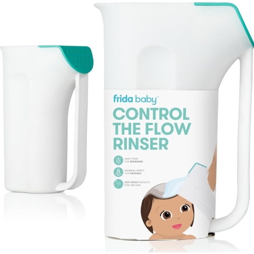 Frida Baby Control The Flow Bath Rinse Cup | Rinser to Wash Hair + Body | Rinser-Cup for Bath Time with Easy Grip Handle + Removable Rain Shower