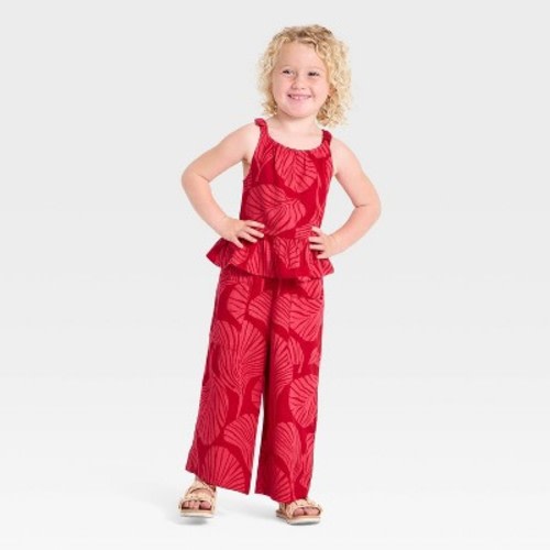 Toddler Girls' Bow Strapped Set - Cat & Jack™ Coral 12M