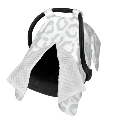 White Gray Leopard Cheetah Animal Print Baby Car Seat Canopy Cover Multi Use Nursing Cover for Newborn Car Seat Canopy Mom Nursing Breastfeeding Covers Newborn Shower Gift