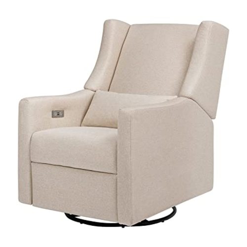 Babyletto Kiwi Electronic Power Recliner and Swivel Glider with USB Port in Performance Beach Eco-Weave, Water Repellent & Stain Resistant, Greenguard Gold and CertiPUR-US Certified - Performance Beach Eco-weave