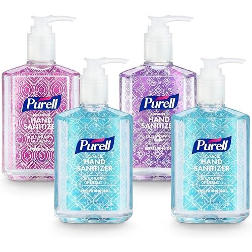 Purell Advanced Hand Sanitizer Refreshing Gel Design Series, Clean Scent,Clear, 8 Fl Oz Pump Bottle (Pack of 4), 9652-06-ECDECO