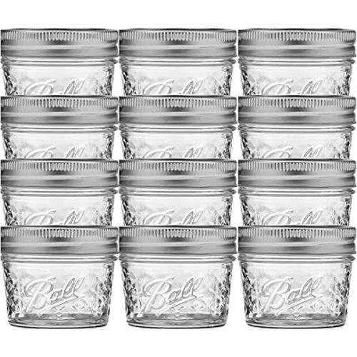 Ball Mason 4oz Quilted Jelly Jars with Lids and Bands, Set of 12