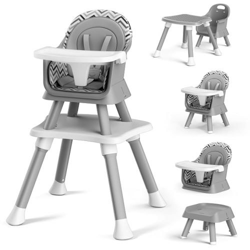Kinder King 8 in 1 Baby High Chair for Babies and Toddlers, Booster Chair | Coverts to Dining Booster/Kids Table & Chair Set/Toddler Building Block Table/Kids Stool, Removable Tray, Double Seat Cover