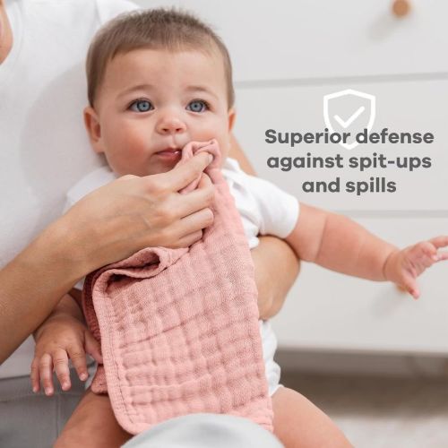 Muslin Burp Cloths Large 100% Cotton by Comfy Cubs - Multicolor Girl, Pack of 10