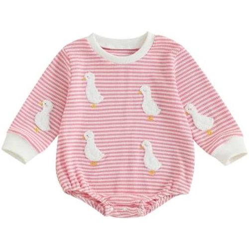 Infant Long Sleeve Bubble Romper Baby Boy Fall Winter Outfits Newborn Waffle Knit Embroidery Bodysuit Clothes