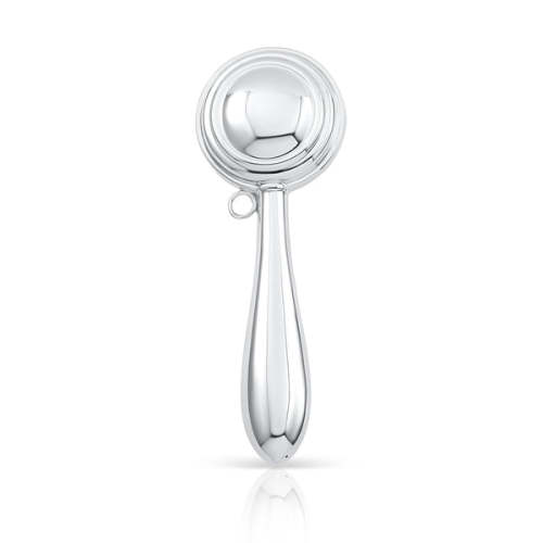 Sterling Silver Baby Rattle Hand Held Round Keepsake