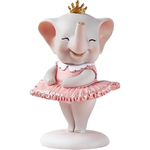 Comfy Hour 5" Ballerina Elephant Figurine, Pink Tutu Animal Statue, Whimsical Collectible for Bookshelves, Desktop Decor Accent, Polyresin Artisan Sculpture, 1 Unit (Pointe Toe Pose)